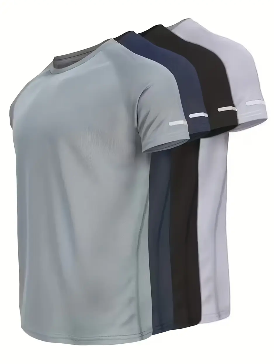 MTTYYD Men's 4-Pack Dryfit Gym Shirts, Quick Dry Short Sleeve Athletic Tees for Workout, Running & Daily Casual Wear, Active Sportswear, Athletic Running Activewear, Short Sleeves, Fitness Apparel, Athletic Sports Clothing