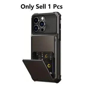 Flip card slot protective case for iPhone 17/16E/16/15/14/13/12/11 Pro Max/16 Plus Air, wallet cover with 4-card credit card clip, ID slot, scratch resistant double-layer hybrid protective hard case, sturdy TPU buffer case.