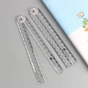 1pc Folding Acrylic Portable Retractable Ruler, Measuring Ruler, School Supplies, Office Supplies