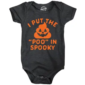 Baby Bodysuit Funny I Put The Poo In Spooky Sarcastic Halloween Graphic Novelty Jumper For Infants Funny Baby Onesies Halloween Clothes for Baby Funny Adult Humor Onesie Novelty Onesie Black -