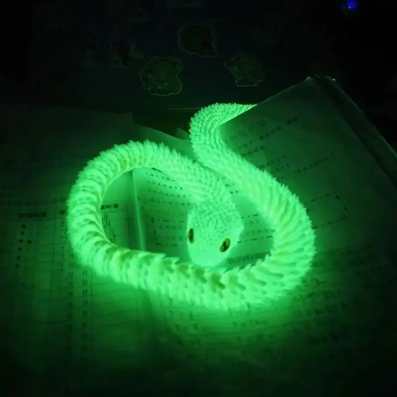 3D Printed Glow-In-The-Dark Viper Full Joint Movable Realistic Artistic Decorative Desktop Ornament Gift, Decorative Figurine, Indoor Decor, Living Room Study Decoration, Creative Home Decor