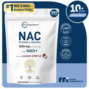 Micro Ingredients NAC 600mg with NAD+, N-Acetyl L-Cysteine + Nicotinamide + MCT Oil