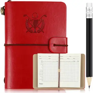 Golf Scorecard Book with Pencil Leather Golf Journal Scorecard Holder Accessories Notebook Log Book Pocket Scorebook Gifts for Men Golfers,  and Outdoor Club Accessories