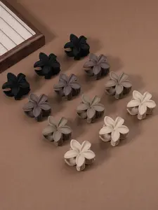 12 pieces of retro-style frellia flower grappling clips, retro matte bauhinia flower hair clips, half-tie shark clips for the back of the head, suitable for women's daily casual life in spring and summer