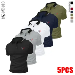 Men’s polo shirt set, casual men’s polo shirt, stylish bull print, versatile design suitable for bowling/golf, an ideal choice for everyday wear and summer business style. Summer vibe