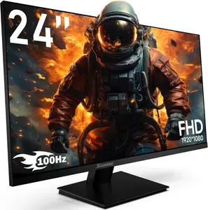 Flat Monitor 24 Inch 100Hz, Computer Monitor with HDMI VGA Ports, 1080P PC Monitor with Low Blue Light IPS Eye Care, Build-in FreeSync and Audio Out, FHD VESA Compatible for Home Office