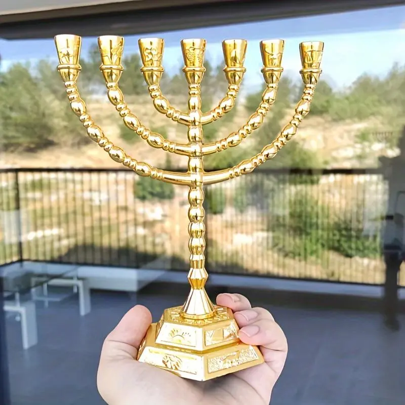 Hanukkah Menorah Ornament, 1 Count Jewish Decorative Candle Holder, Home Candlestick Decor for Christmas Thanksgiving Hanukkah Gift