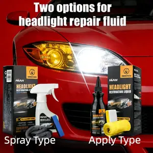 NUAN Automotive Headlamp Restoration Fluid, oxidized and yellowed automotive headlamps, blurring enhanced crystalline coating refurbisher.
