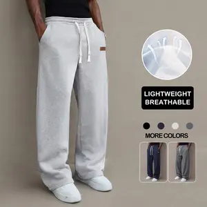 Men’s casual pants for spring and summer, made from cotton blends with stretch for comfort. Lightweight long pants for summer. Loose straight-leg fit suitable for everyday wear and commuting. Drawstring design for versatile casual sweatpants. Simple men’s