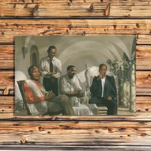 Mandela, Malcolm X, Obama, Martin Luther King frameless canvas wall painting - Inspiring tapestry of historical leaders, 28 * 37 inches, suitable for living room, bedroom, office decoration - African American civil rights movement icon canvas painting, Af