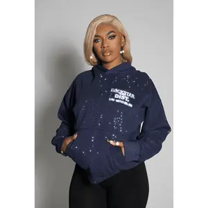 Dalasia Navy Rhinestone Hoodie