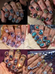 Imagine Nails Flash nail art｜Customize colour Originail design nail｜Swarovs K9 High level Diamond nails ｜ Handmade Press on nails | Reusable | Salon Quality,Long Lasting,Unique Design | Give rings