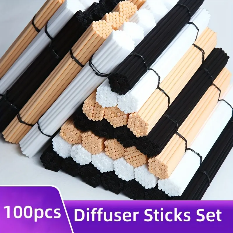 100pcs Reed Diffuser Sticks Set, Aromatherapy Scent Diffuser, Long-Lasting Fragrance, Calming Home Fragrance, Room Fragrance, Essential Oil Compatible, Home Decor Gift, Perfect for Christmas & Halloween
