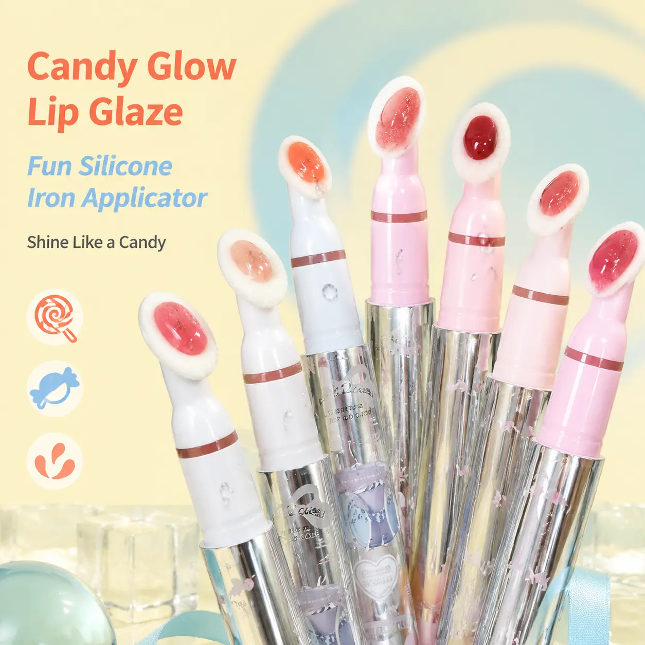 7-Piece Chocolate-Colored Lip Gloss Value Pack, Korean Glitter Glaze Lip Care Cosmetic with Moisturizer, Hydrating Non-Transfer Formula, Easy-Use Soft Brush & Twist-Up Button, Mirror, Makeup, Transfer Proof Makeup