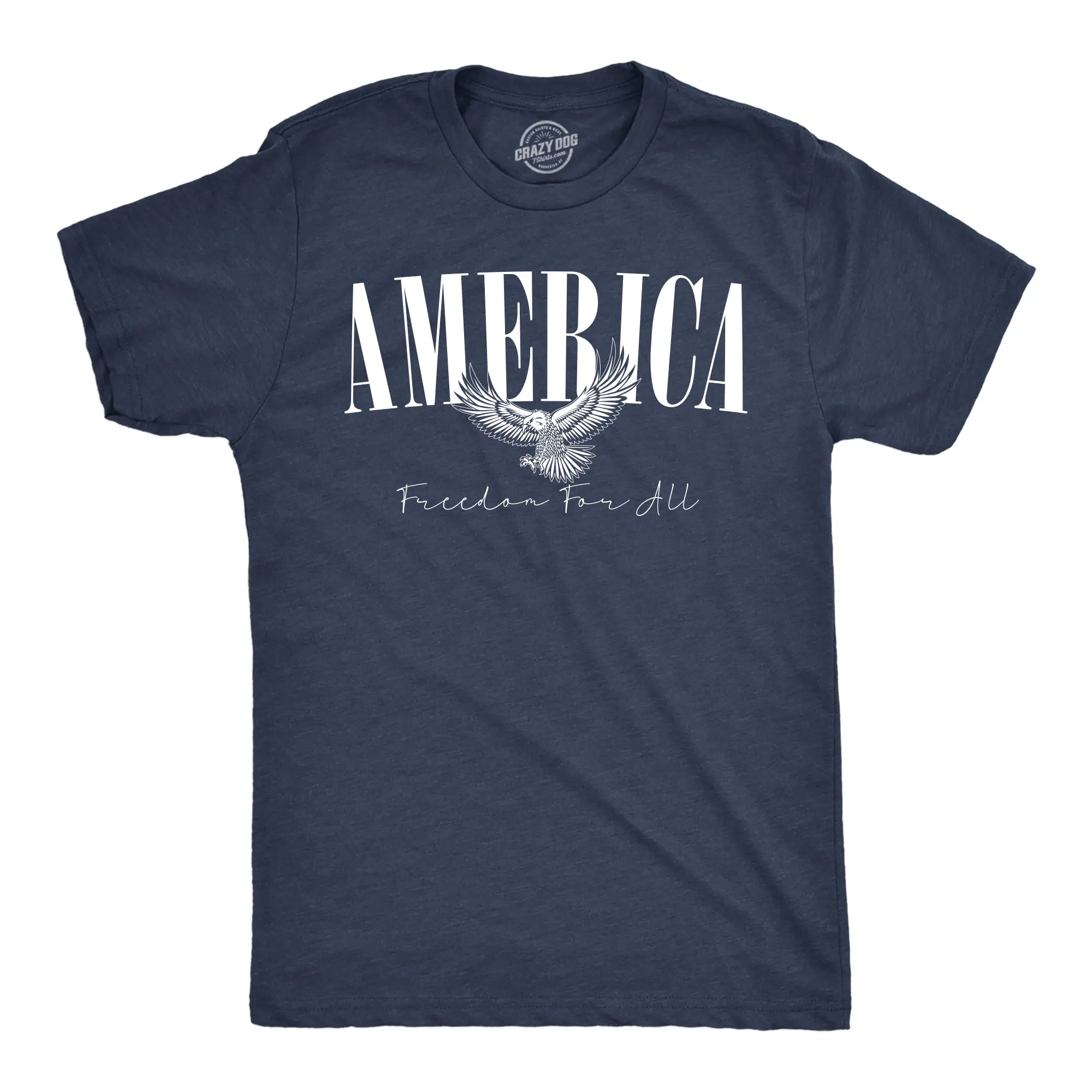 Mens Funny T Shirts America Freedom For All Awesome Fourth Of July Tee For Men Mens Funny T Shirts Cool Vintage Fashion T-Shirt Gift Classic Menswear Patriotic Apparel for Men Novelty Tees for Guys Navy -