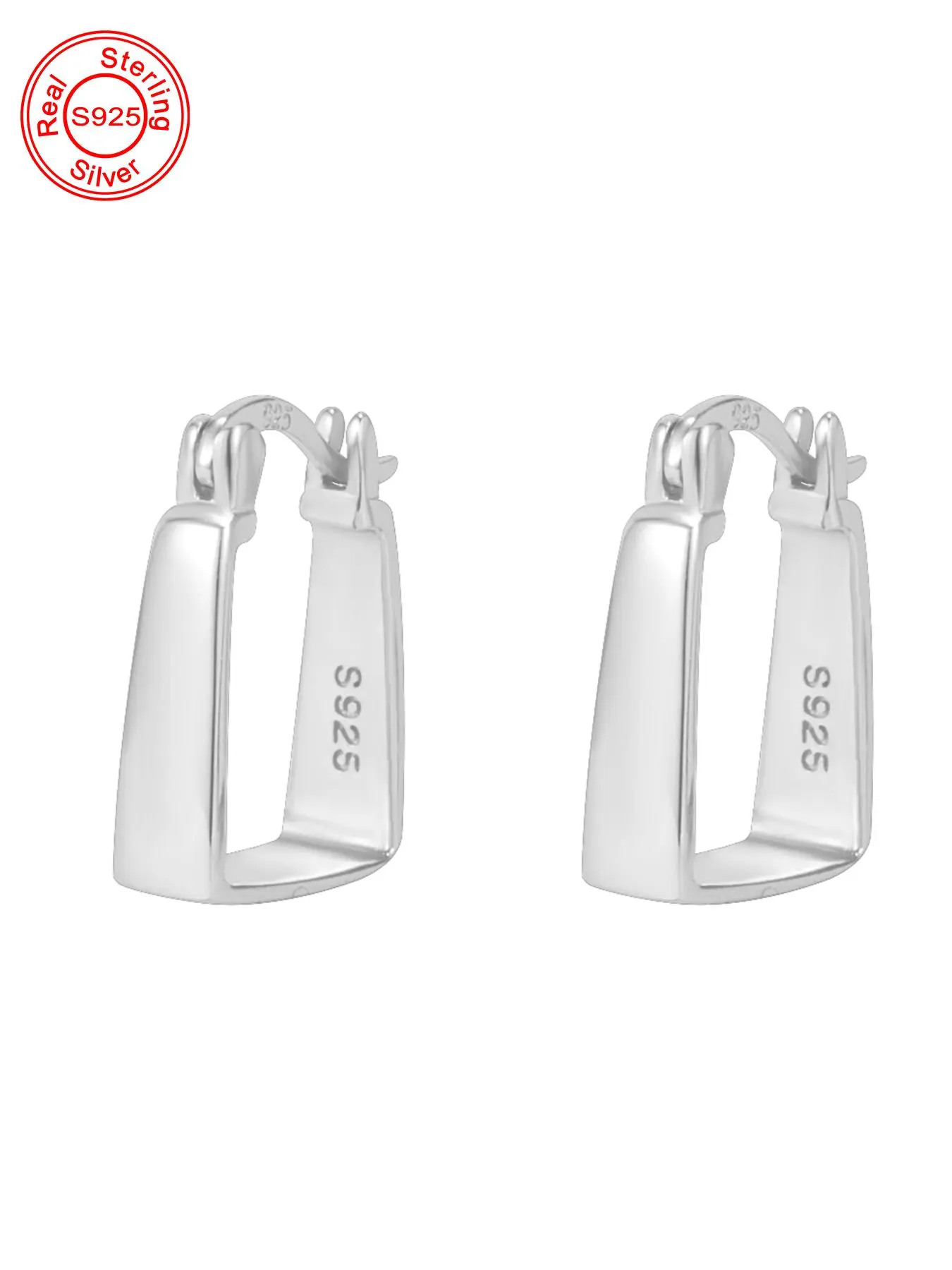 925 Sterling Silver Square Shaped Earrings, Square Stud Earrings, Fashionable Earrings for Women & Girls, Trendy All-match & Exquisite Jewelry for Birthday Gift, Studs Earrings
