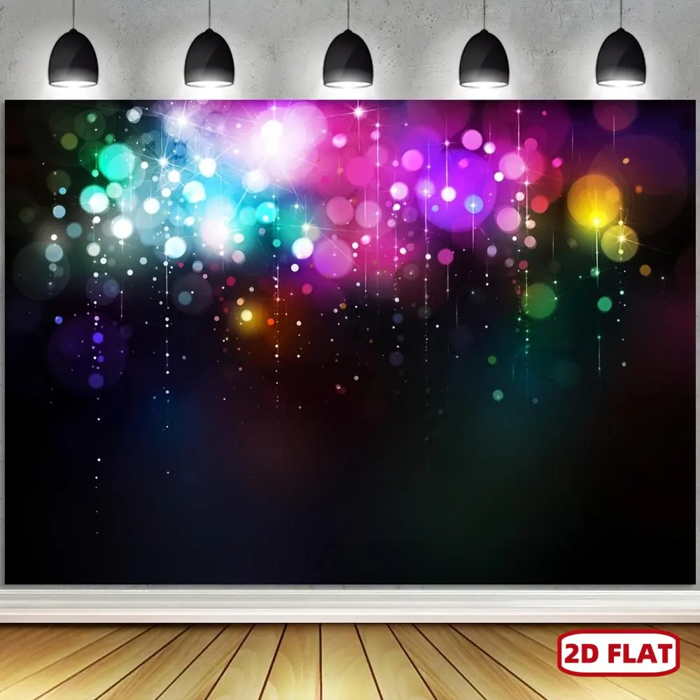 1pc 2D Flat Rainbow Neon Glitter Polyester Backdrop - Festive Party Decoration, Booth Prop for Birthday, Room/Garden/Bar Ornaments