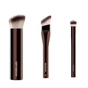 Hourglass 3-Piece Makeup Brushes Set, Synthetic Bristles for Liquid Foundation, Setting Powder, Easy Blending, Airbrush Glow Finish