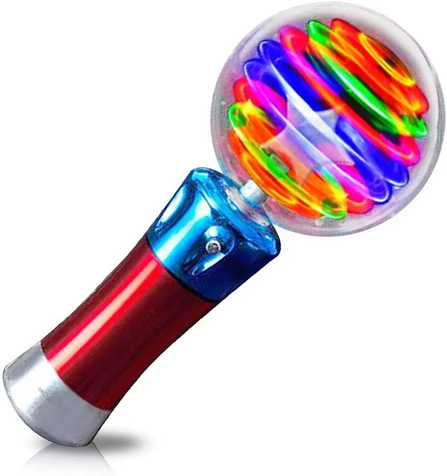 ArtCreativity 7.5 inches Light Up Magic Ball Wand Kids Toy - Lightweight, Colorful Spinning LED Toy with 3 AA Batteries Included, Handheld Stress Relief Goodie Bag Filler, Gift Baskets Party Gift, Kids Toys