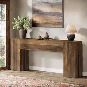 Tribesigns 71-Inch Console Table for Entryway, Farmhouse Style Sofa Console Behind Couch in Brown