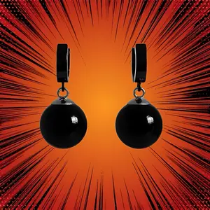 Black Potara Earrings - Premium Quality anime Jewelry (Silver), Gift for anime lover