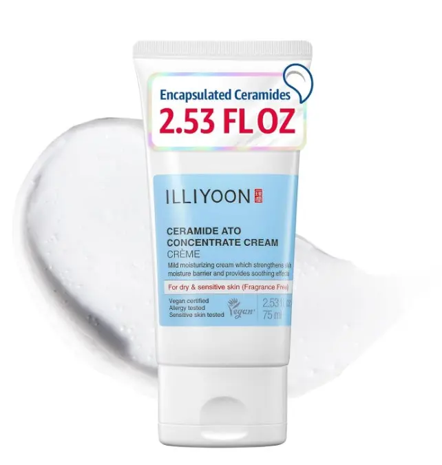 Illiyoon Ceramide Ato Concentrate Cream | Moisturizer for Dry & Sensitive Skin, 100hr Lasting Hydration, For Face & Body, Gentle for Infants, Moisture Barrier Repair, Vegan Certified, 2.53 fl.oz.