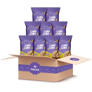 Titi's Kitchen Nigerian Chin Chin Snack, Crunchy Sweet Fried Cookie Bites, Authentic West African Vanilla Treat, Lightly Sweet Crispy Snack, 50-Pack Case