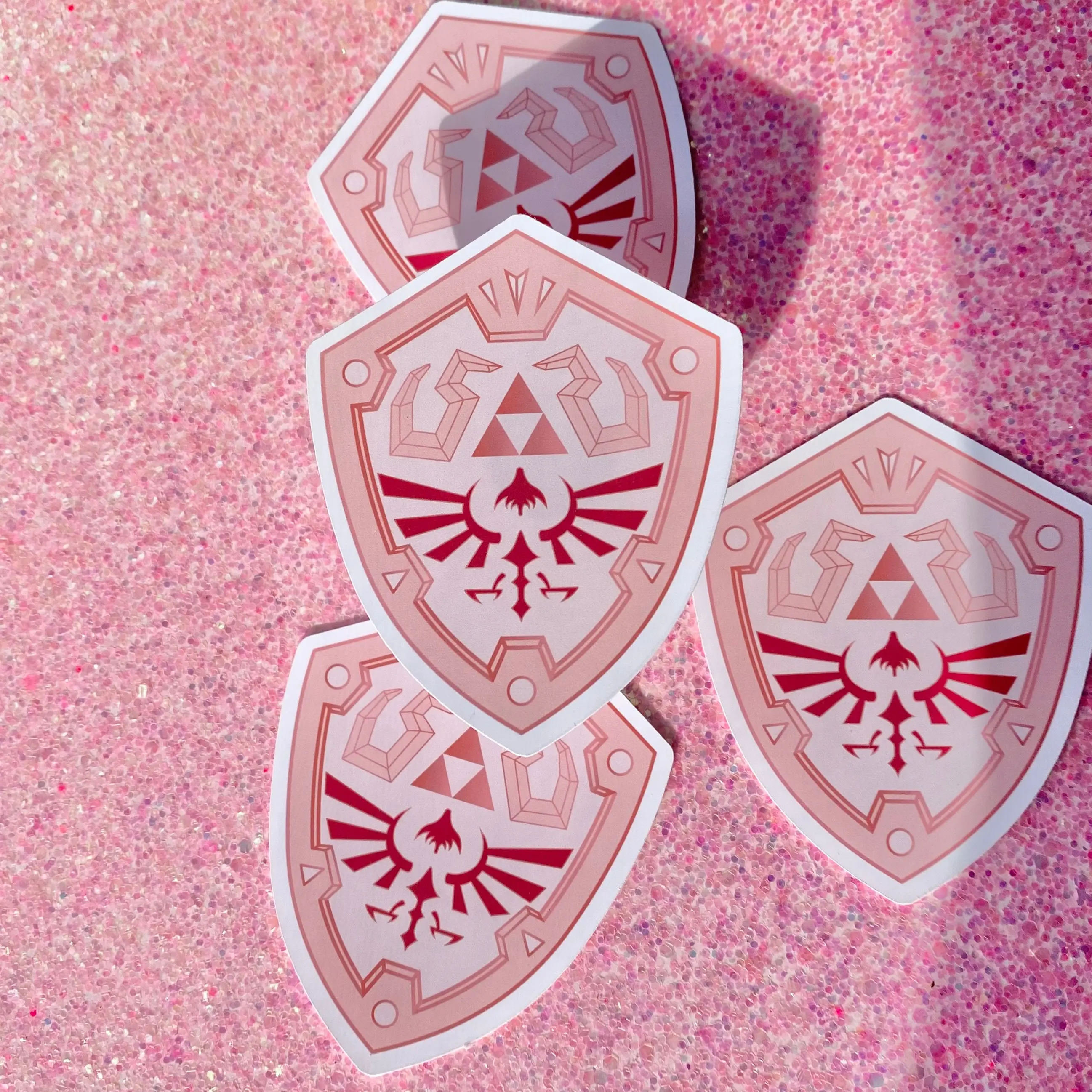 Legend of Zelda Inspired Hylian Shield Breath of the Wild Pink Rose Gold Sticker
