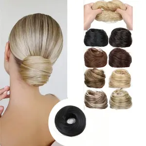 Straight Hair Buns Women Elastic Band Synthetic Fiber Chignon Hairpieces Scrunchie Wrap For Hair Bun Wrap Donut Chignon Accessories Daily Use Fluffy Hairpiece
