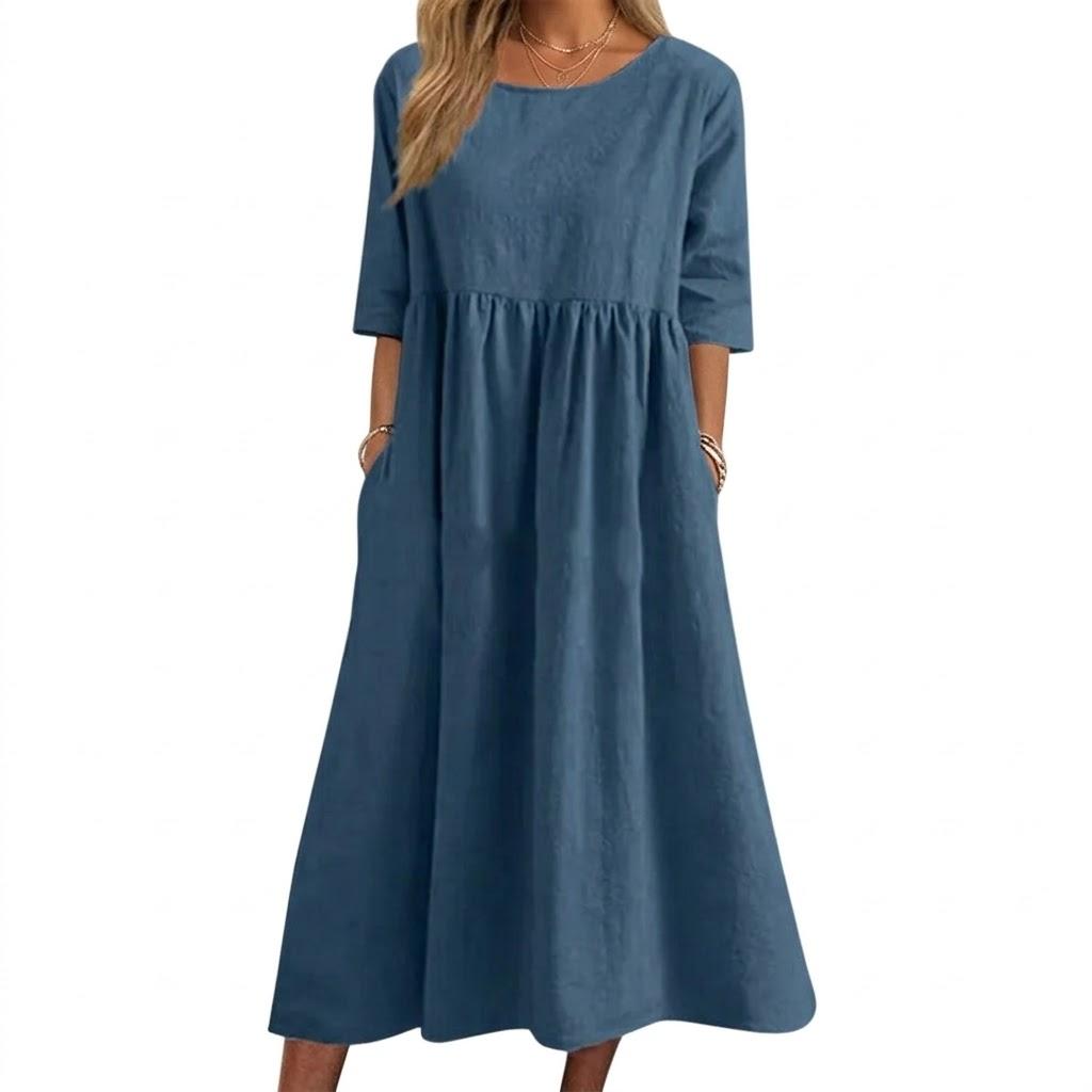 Women's Summer Maxi Dress S-5XL, Short Sleeve Casual Loose Fit Long Dresses with Pockets, Plus Size Boho Sun Dress for Vacation & Daily Wear