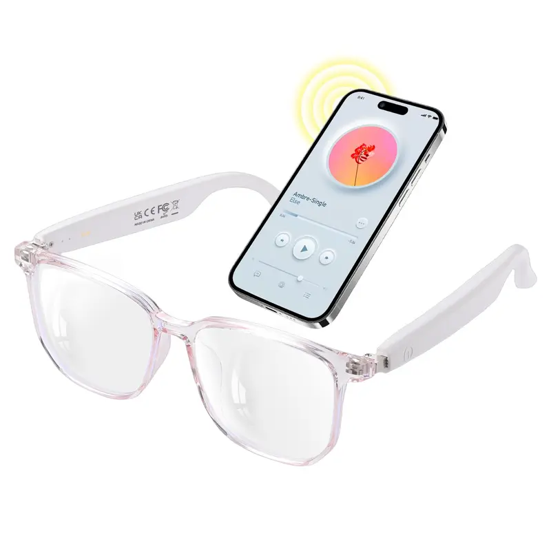 VUB Unisex Multifunctional Smart Glasses - Oval Gadget Style, Integrated Camera, Hands-Free Calling, Smart Touch, Open-Back Audio, Remote Control, Ultra-Lightweight Frame, Work-Suitable, Bluetooth Digital Audio Control