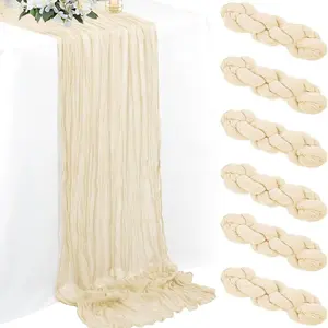 Bohemian Style Cheese Cloth Table Runner, 1 Pack/6 Packs Fabric, Wedding Party Bridal Shower Long Table Decoration
