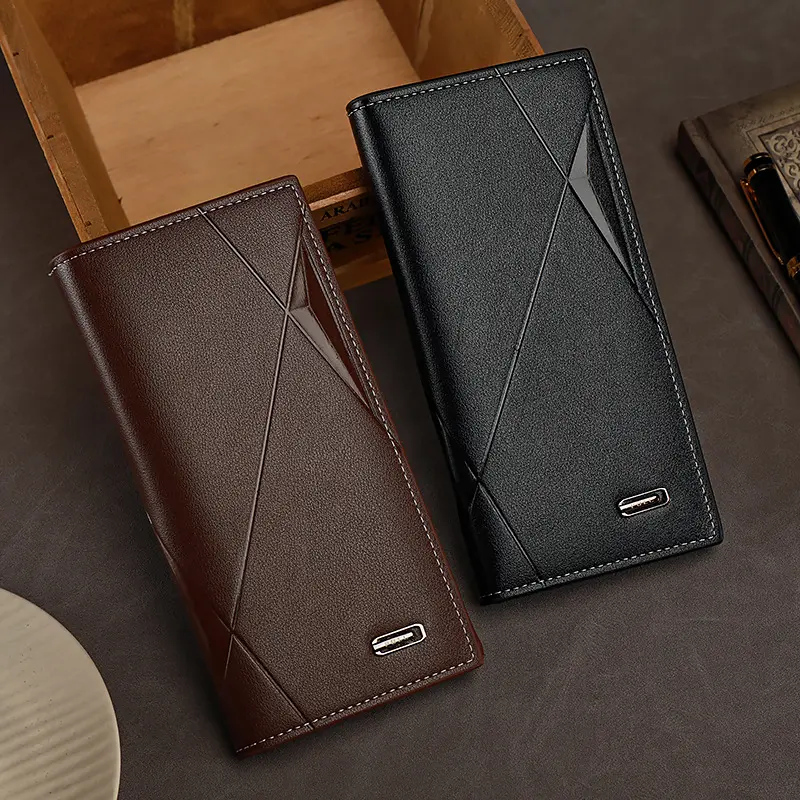 Men's Multi-Functional Wallet - 2026 PU Leather 3-In-1 Card Holder with Multi-Card Slots, Brown & Black Fashion Document & Change Organizer