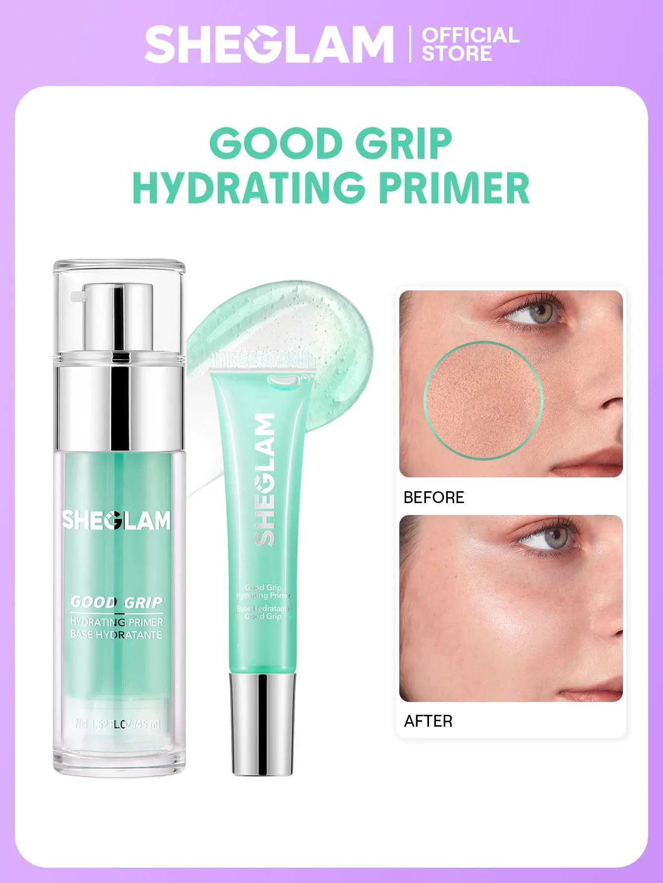 【FREE SHIPPING】SHEGLAM Good Grip Hydrating Primer Lightweight Moisturizing Makeup Base Smooth Pore Minimizing Long Lasting Dewy Finish Face 【FREE SHIPPING】SHEGLAM Good Grip Hydrating Primer Lightweight Moisturizing Makeup Base Smooth Pore Minimizing Long Lasting Dewy Finish Face