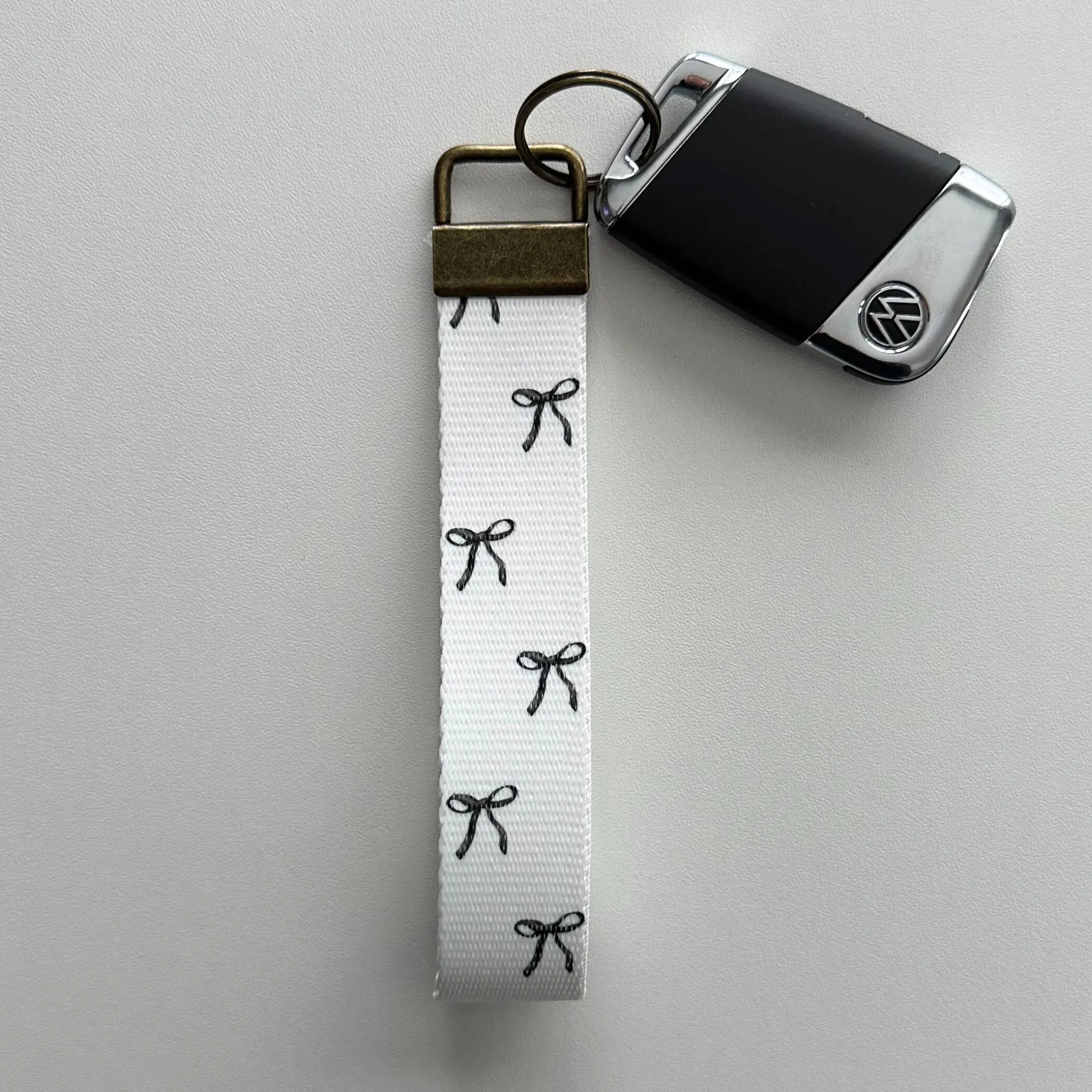 Black Bows Key Fob Wristlet | Antique Brass Hardware