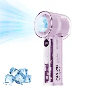 5000mAh Rechargeable Handheld Turbo Fan with 1‑100 Adjustable Speed & Ice Compress Cooling, Mini Personal Fan for Office, Travel, Camping, Outdoor & Perfect Gift for Holidays