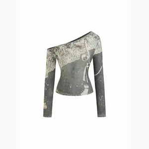Cider Asymmetrical Neck Conversational Top Dealsforyou