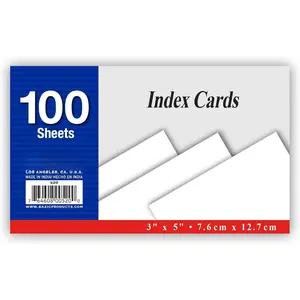 Blank Index Cards 3" X 5" 100 Count, White Unruled Flashcards, Flash Card for Learning Memory Reminder (100/Pack), 1-Pack