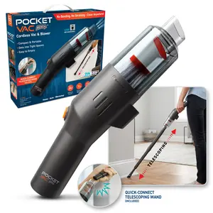 [Pocket Vac Reach] Cordless Handheld Car Vacuum & Air Blower | 2X Suction Power, USB-C Rechargeable, Pet Hair Remover, Compact Mini Vacuum Cleaner with Attachments, HEPA Filter, Lightweight Auto Interior Detailing & Home Cleaning Tool - Perfect Gift Idea