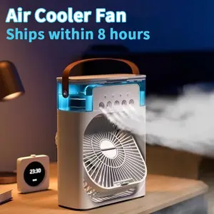 New 3 in 1 Fan Air Conditioner Household Mini Air Cooler LED Night Light Portable Humidifier Air Adjustment Fan Office Home Fan KUALOOL