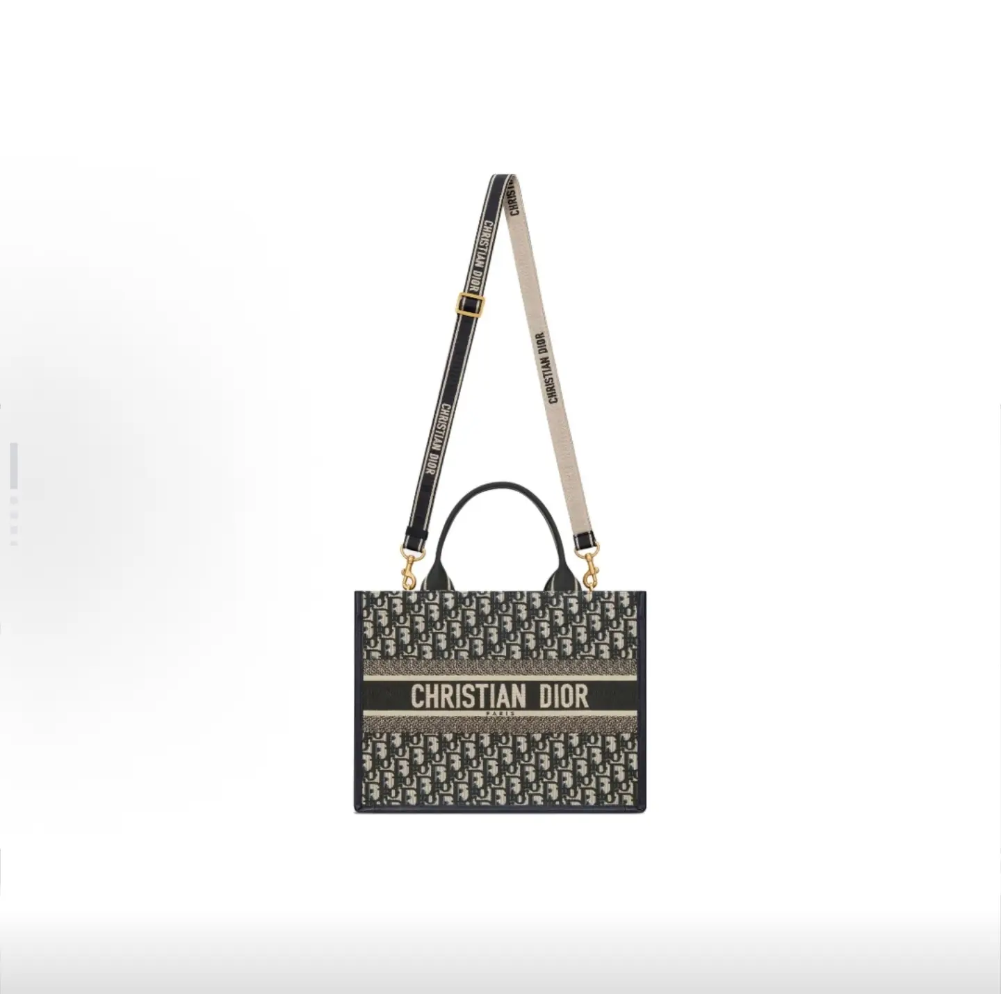 Pre-owned Dior Book Tote MM Oblique Embroidery Tote Bag with Shoulder Strap