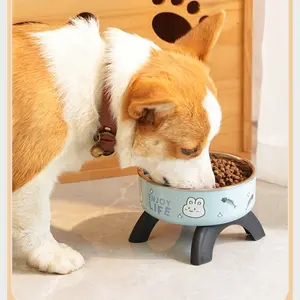 1pcs High-Neck Cat Bowl, Pet Stainless Steel Bowl, Non-Slip Anti-Tip Dog Bowl, Feeding Bowl for Dogs & Cats, Durable and Safe Design
