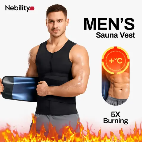 Nebility Men's Slim-Fitting Sleeveless Thermal Sauna Vest - Compression Body Shaper Shirt with Heat-Reflective Coating, Heat-Insulating Support, Size 3XL,sohochic