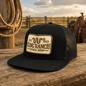 King Ranch Saddle Shop Trucker Hat, Western Patch Snapback Cap, Cowboy Ranch Mesh Hat, Outdoor Hunting Country Style Gift