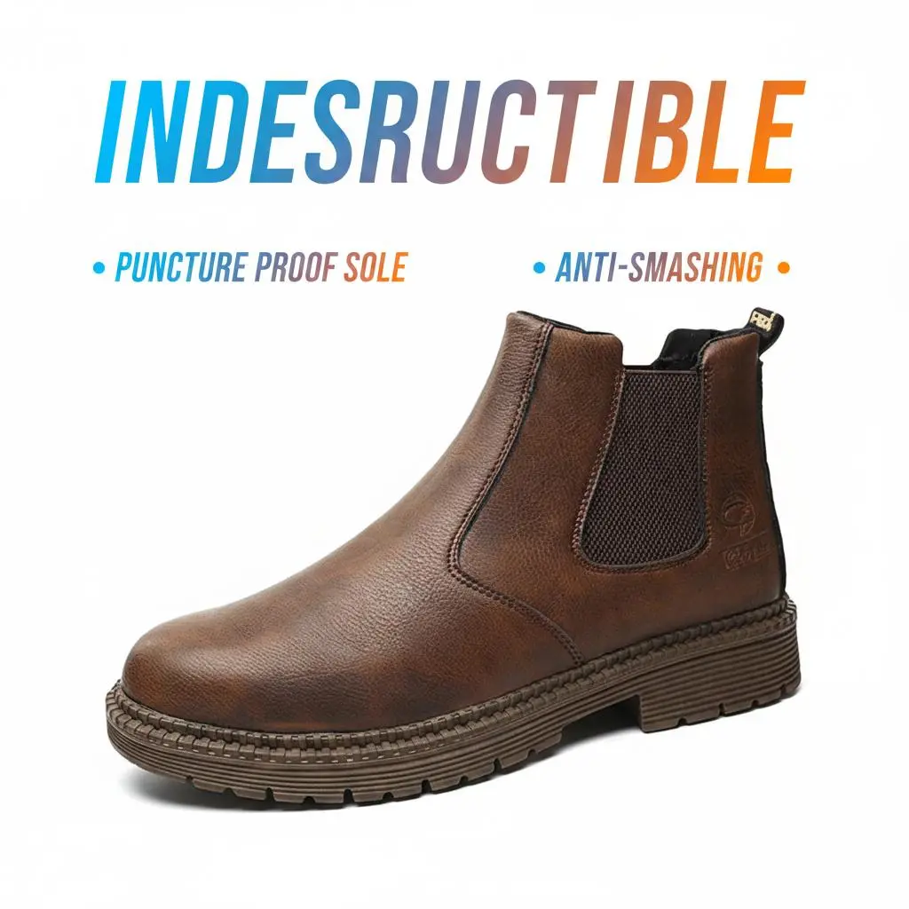 Unisex Waterproof Work Safety Shoes - Anti-Slip Sole, Smash-Proof Toe, Breathable Walking Shoes for Warehouse, Delivery, Shoe