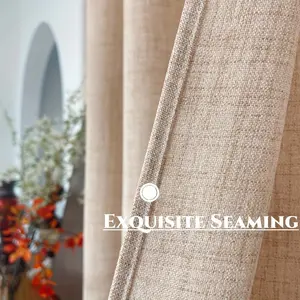 Natural Linen Look Curtains Set, Home Decoration Curtain, Privacy Farmhouse Style, 55x63/84/96 Inches, Ideal for Living Room Bedroom Dining Hallway Door Hotel Window Decor