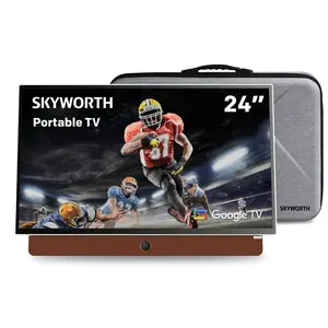 Skyworth 24" Portable Smart Google TV with Protective Case, 1080P FHD HDR10 Dolby Audio Bluetooth Chromecast Google Assistant