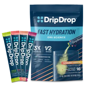 DripDrop Sunburst Variety Pack Electrolyte Powder, 8 oz sticks, 16 count