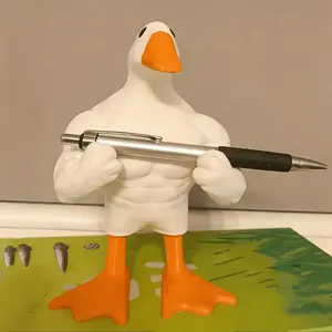 Cute Muscular Duck Statue, Strong Cartoon Duck Sculpture, 3D Novelty Desktop Decoration, Bookshelf Window Fun Decor, Christmas Birthday Gift