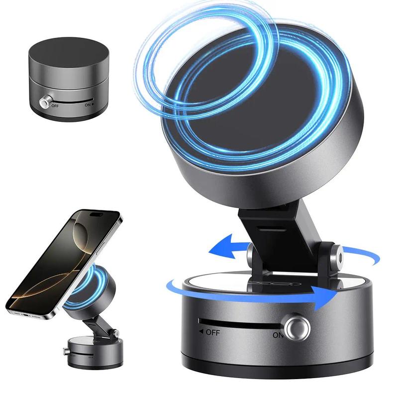 Vacuum Magnetic Suction Phone Holder,XO Upgraded 360° Adjustable Suction Cup Car Phone Mount,Hands-Free Cell Phone Holder for Car/Gym/Mirror/Smooth Surface,Compatible with iPhone 16/15/14/13Series